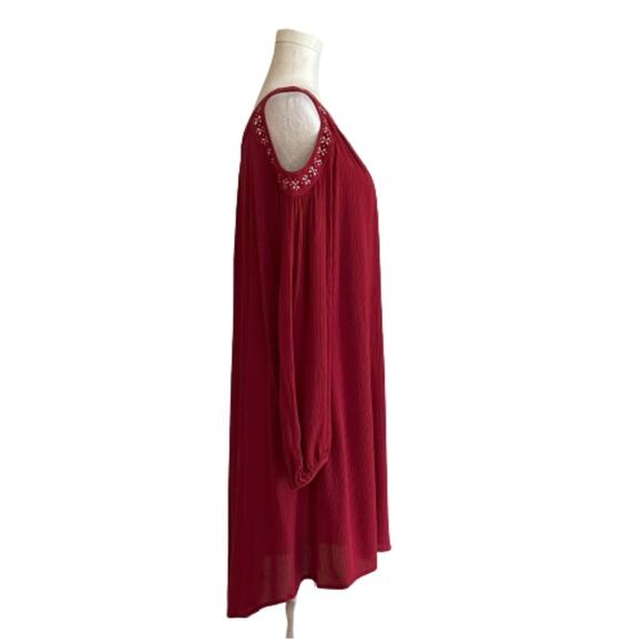 Knox Rose Dress Long Sleeve Cold Shoulder Red Gold Silver Embellished Boho Small - Picture 7 of 12